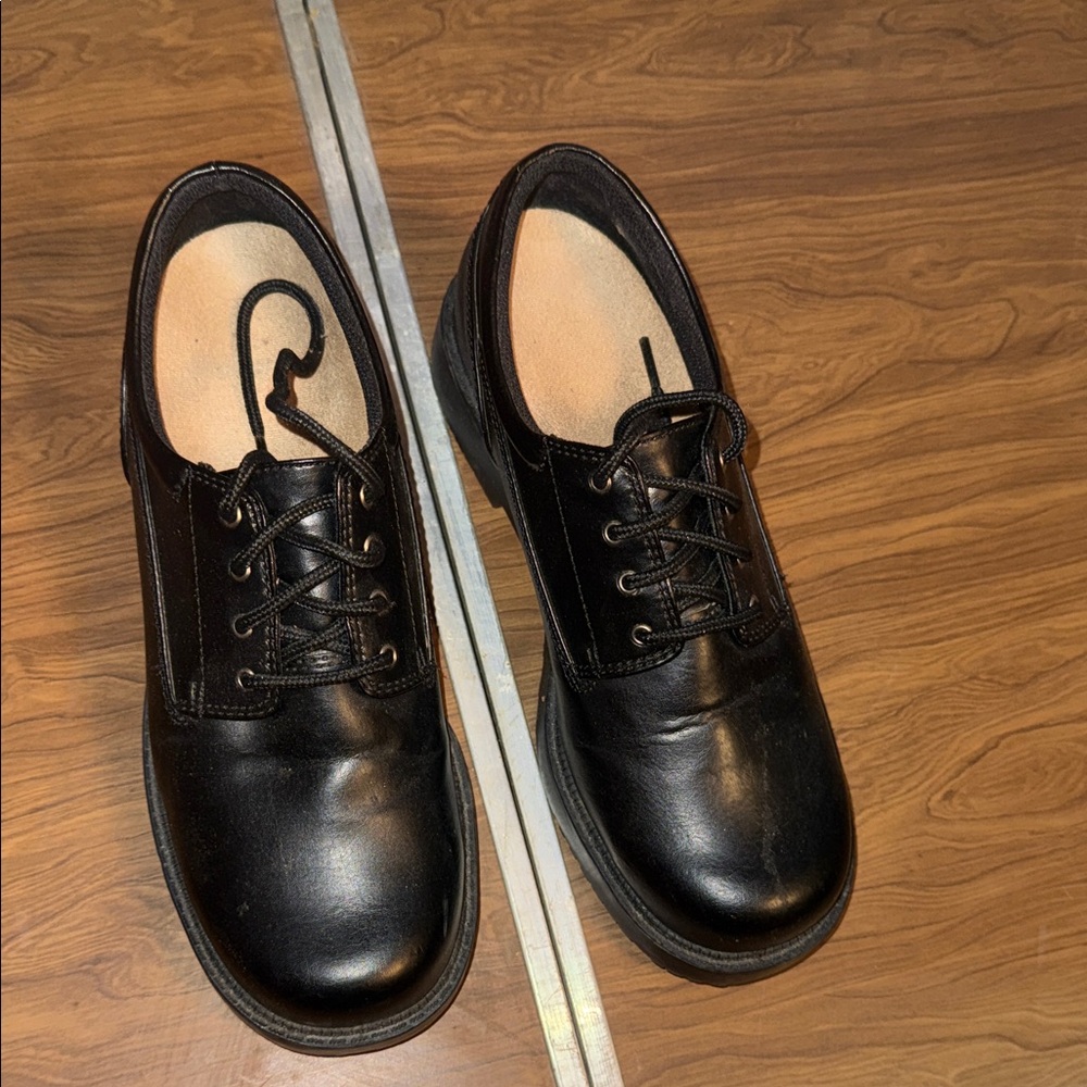 Black Leather Lace-Up Shoes